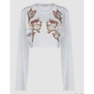 $950 THE ATTICO SEQUIN EMBELLISHED CROP LONG SLEEVE TOP US SIZE 4